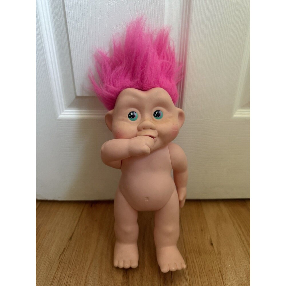 Vintage 1991 Magic TROLLS BABIES Vanessa Troll Doll by Applause 12” PINK Hair